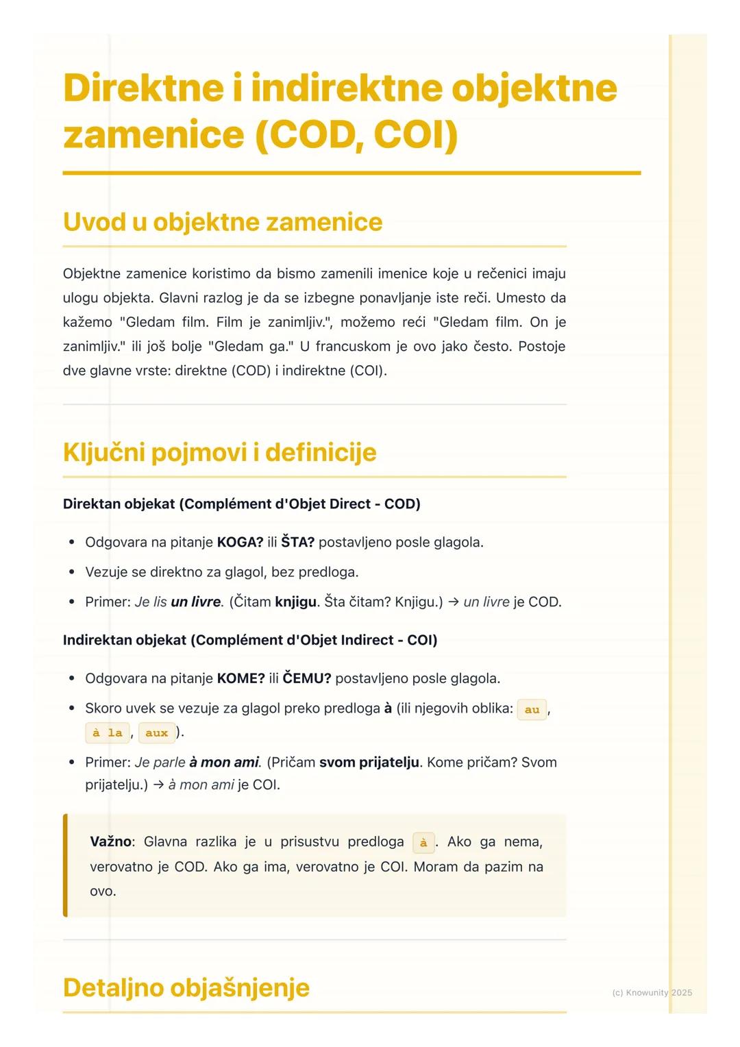 # Direktne i indirektne objektne
zamenice (COD, COI)

Uvod u objektne zamenice

Objektne zamenice koristimo da bismo zamenili imenice koje u