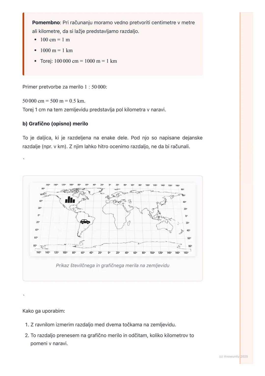 # Merilo in legenda na
zemljevidu

Uvod v merilo in legendo

Zemljevidi so pomanjšani prikazi sveta. Ker ne moremo narisati Slovenije v
njen