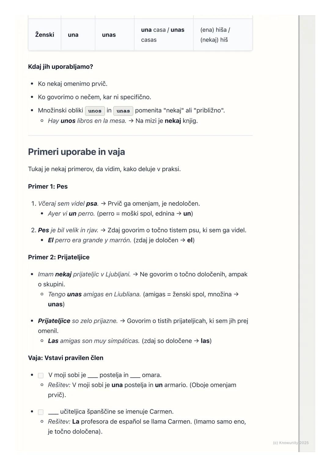 # Določeni in nedoločeni členi

Kaj so členi v španščini?

V španščini pred samostalnike skoraj vedno postavimo kratko besedo, ki se
imenuje