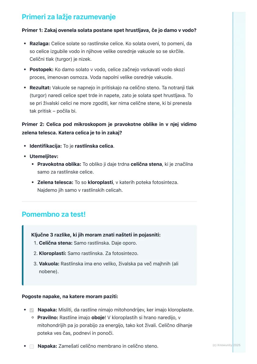 # Rastlinska in živalska celica

## Uvod v primerjavo celic

Vse živali in rastline so zgrajene iz celic. Celica je osnovna enota življenja.