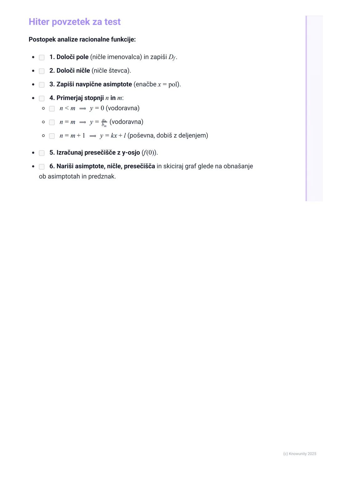 # Racionalne funkcije

Uvod v racionalne funkcije

Racionalna funkcija je funkcija, ki je določena kot kvocient dveh polinomov.
Splošna obli