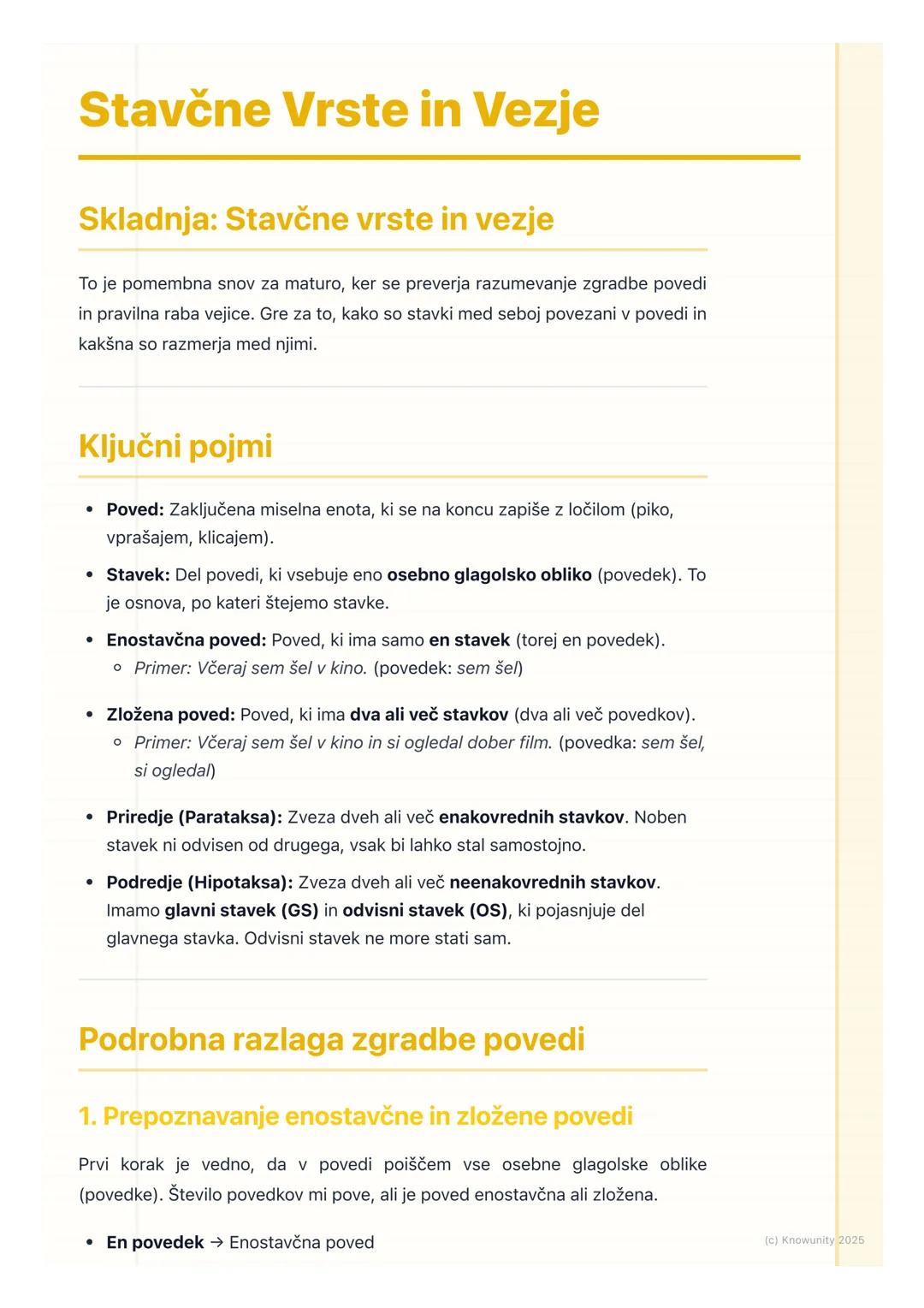 # Stavčne Vrste in Vezje

Skladnja: Stavčne vrste in vezje

To je pomembna snov za maturo, ker se preverja razumevanje zgradbe povedi
in pra