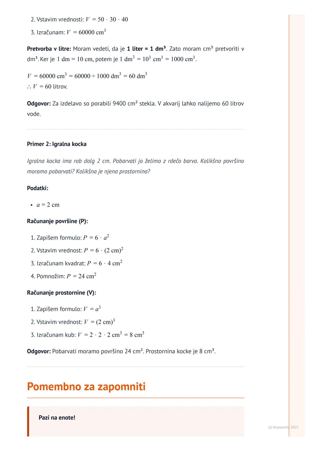 # Površina in prostornina

## Uvod v površino in prostornino

To je pomemben del geometrije. Površina in prostornina nam povesta dve različn