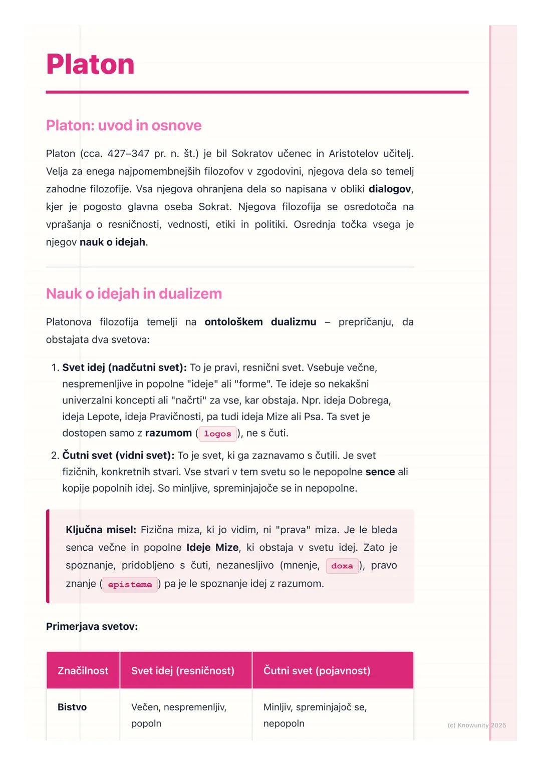 # Platon

Platon: uvod in osnove

Platon (cca. 427-347 pr. n. št.) je bil Sokratov učenec in Aristotelov učitelj.
Velja za enega najpomembne