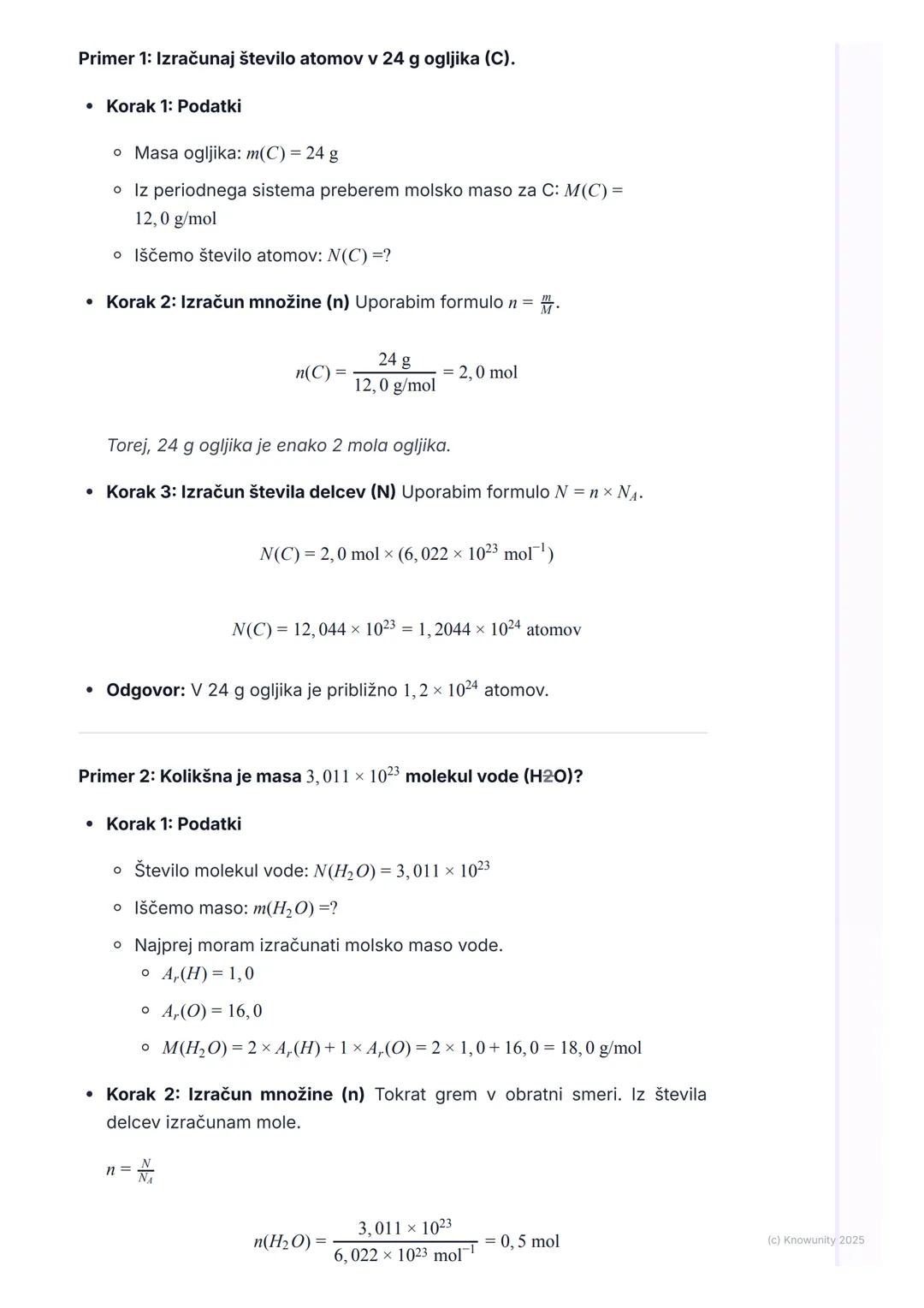 # Avogadrovo število

Uvod v Avogadrovo število

Atomi in molekule so izjemno majhni, zato jih ne moremo šteti posamično. V
kemiji zato potr
