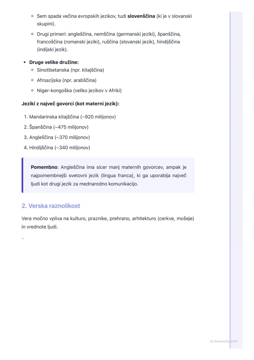 # Kulturna raznolikost sveta

Uvod v kulturno raznolikost

Kulturna raznolikost pomeni, da na svetu obstaja veliko različnih kultur. Vsaka
i
