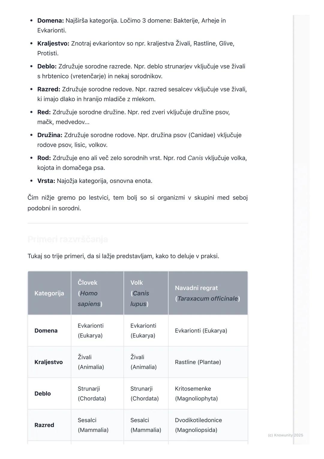 # Taksonomija in sistematsko
razvrščanje

Uvod v taksonomijo in sistematiko

Na svetu je ogromno različnih živih bitij. Da bi jih lažje preu