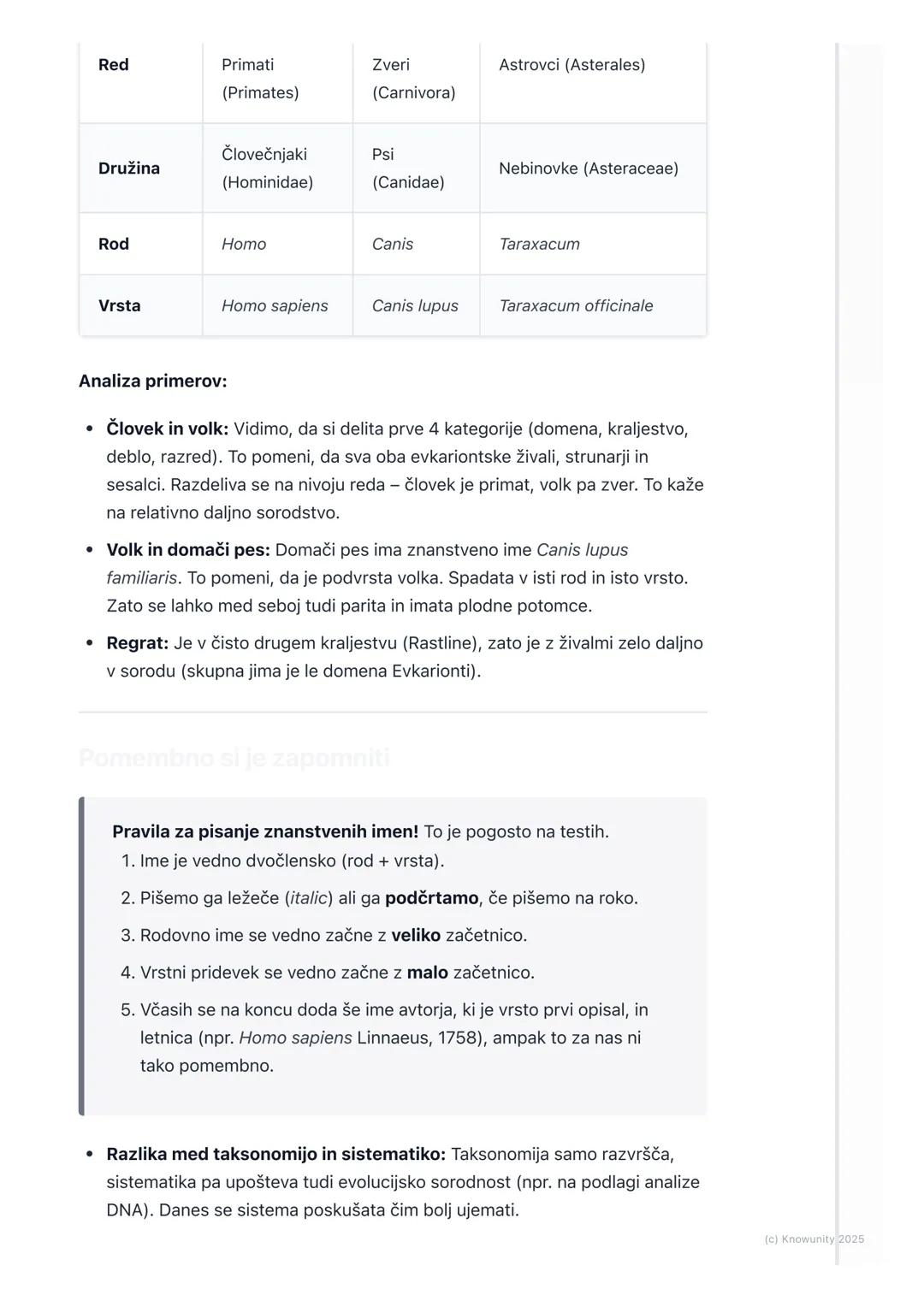 # Taksonomija in sistematsko
razvrščanje

Uvod v taksonomijo in sistematiko

Na svetu je ogromno različnih živih bitij. Da bi jih lažje preu