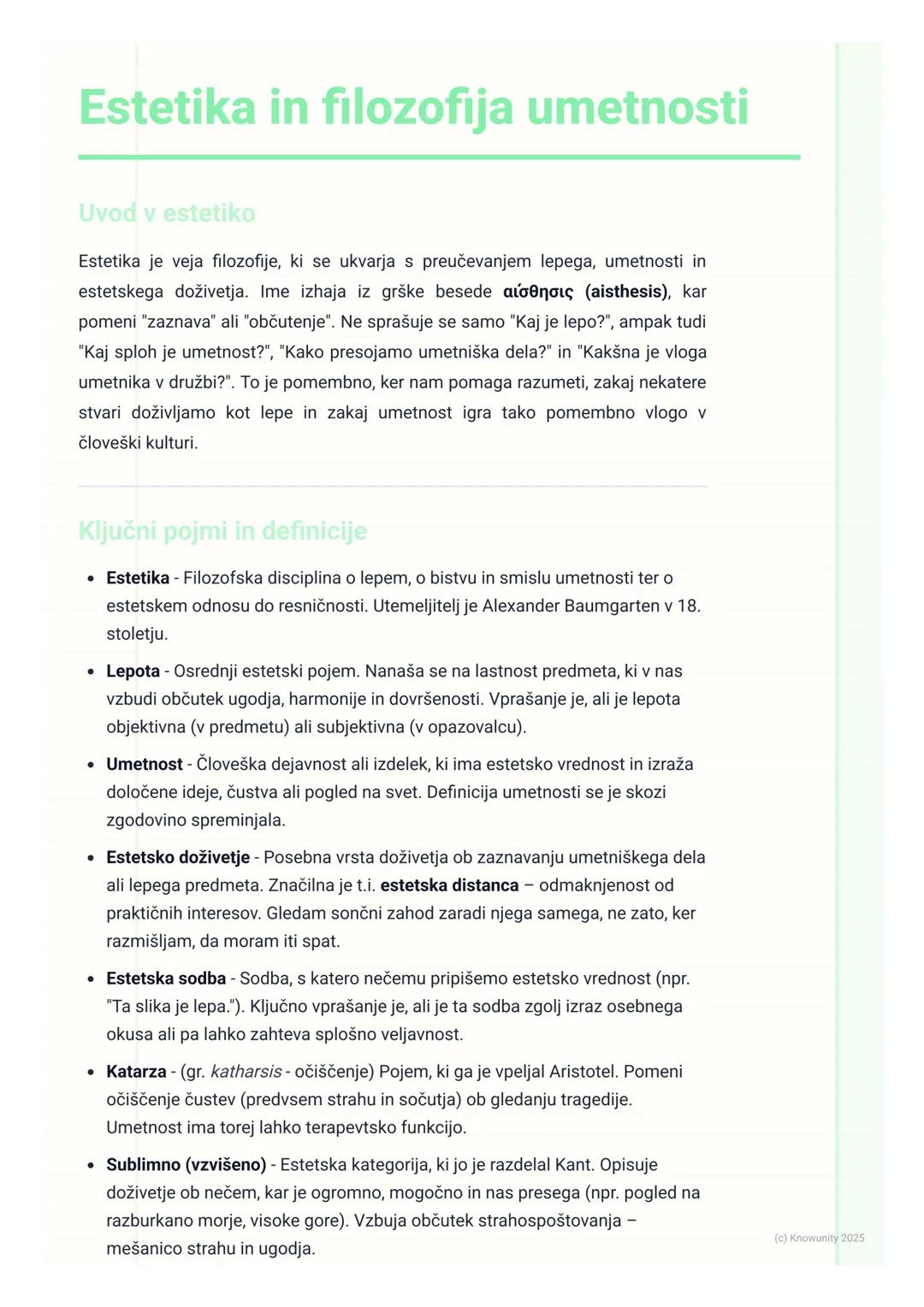 # Estetika in filozofija umetnosti

Uvod v estetiko

Estetika je veja filozofije, ki se ukvarja s preučevanjem lepega, umetnosti in
estetske