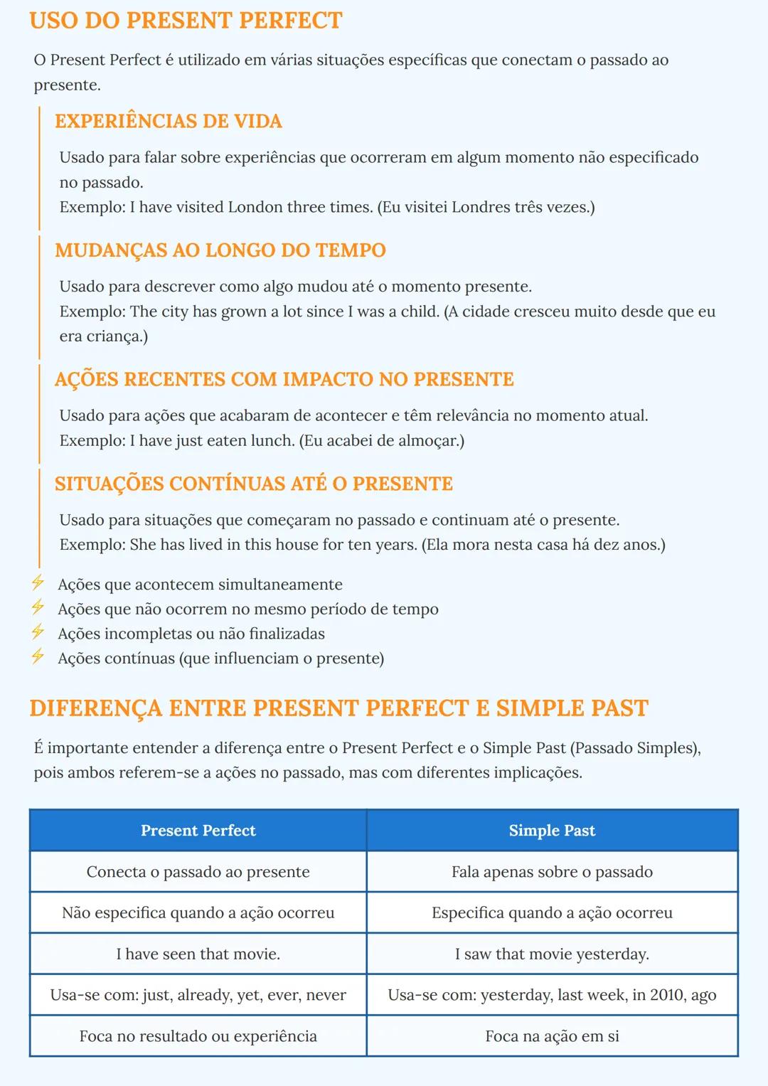 # PRESENTE PERFEITO EM INGLÊS

## INTRODUÇÃO AO PRESENTE PERFEITO

O Presente Perfeito (Present Perfect) é um tempo verbal em inglês que con