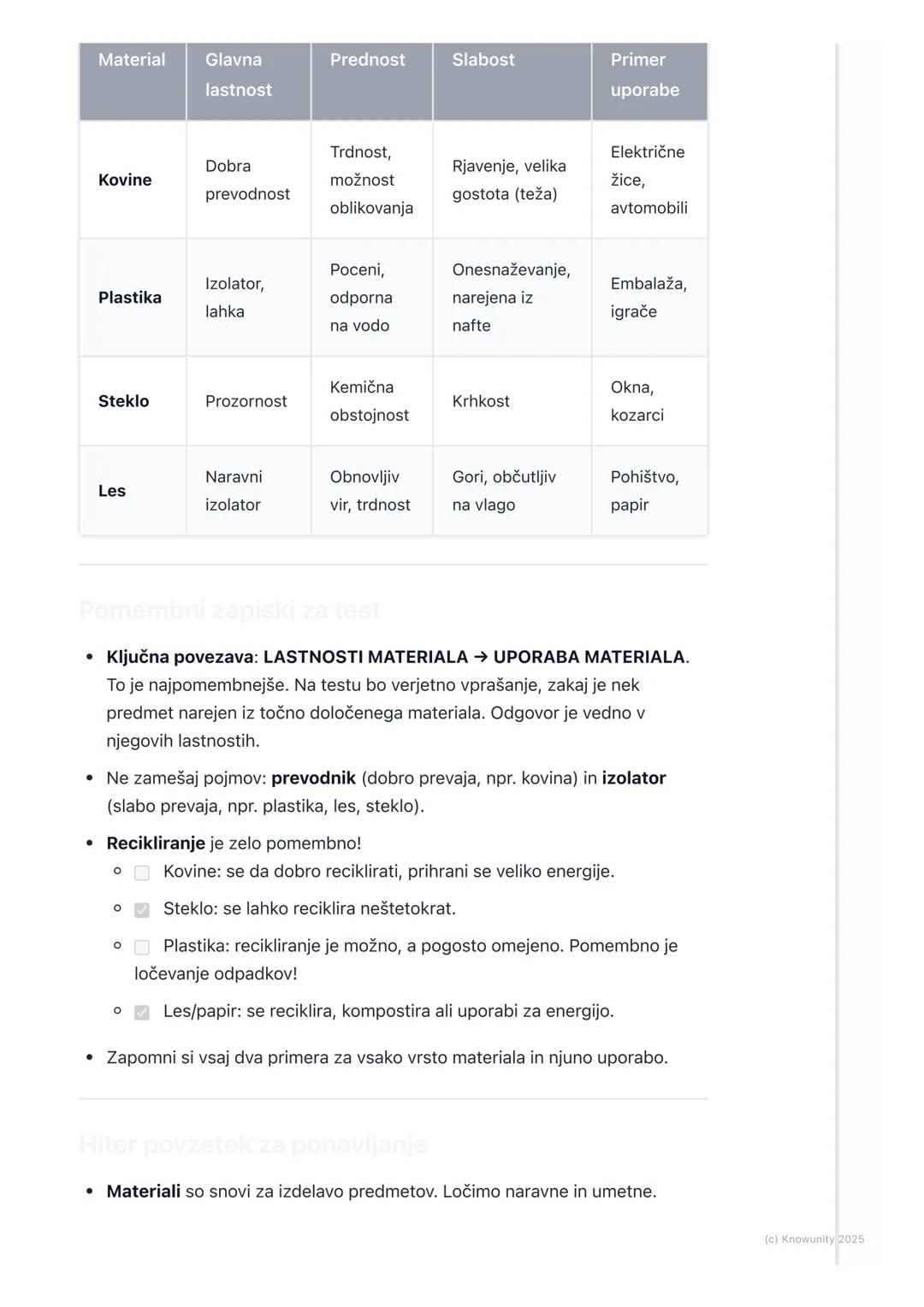 # Materiali okoli nas

Uvod v materiale

Materiali so snovi, iz katerih so narejeni predmeti okoli nas. Vse, od stola, na
katerem sedim, do 