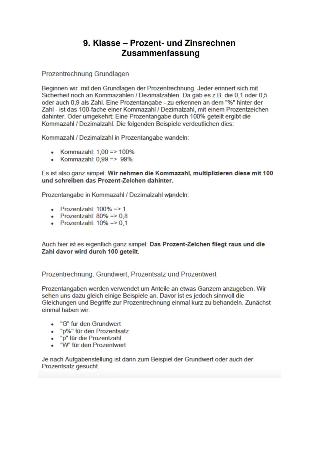 # 9. Klasse - Prozent- und Zinsrechnen
Zusammenfassung

Prozentrechnung Grundlagen

Beginnen wir mit den Grundlagen der Prozentrechnung. Jed