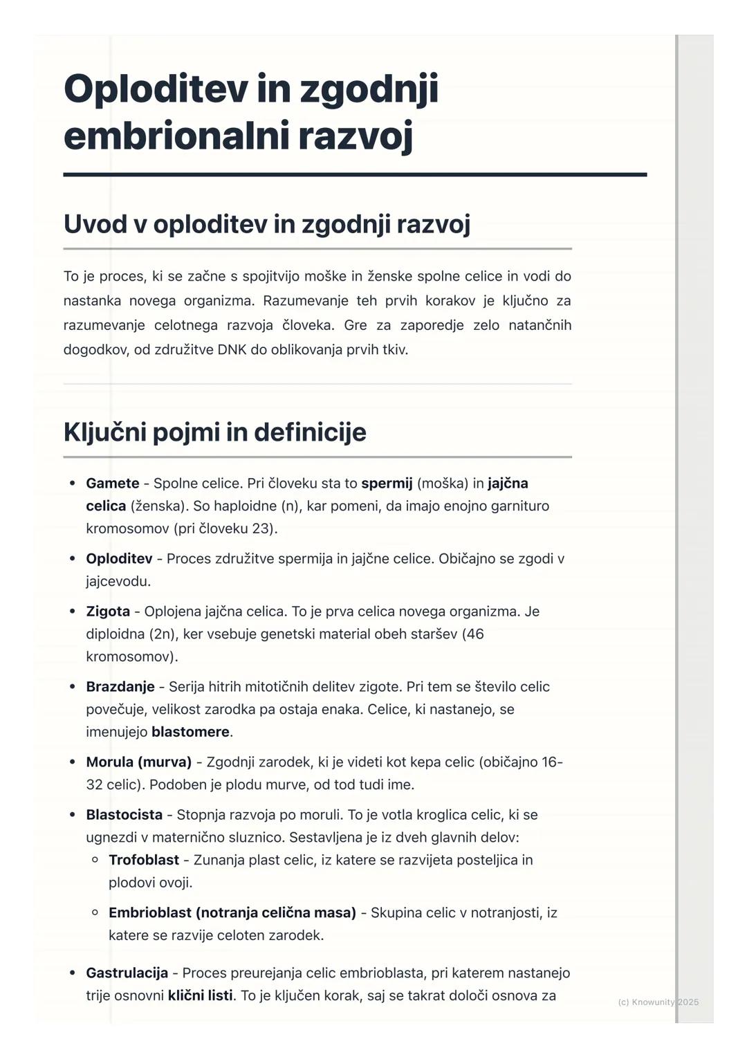 # Oploditev in zgodnji
# embrionalni razvoj

Uvod v oploditev in zgodnji razvoj

To je proces, ki se začne s spojitvijo moške in ženske spol