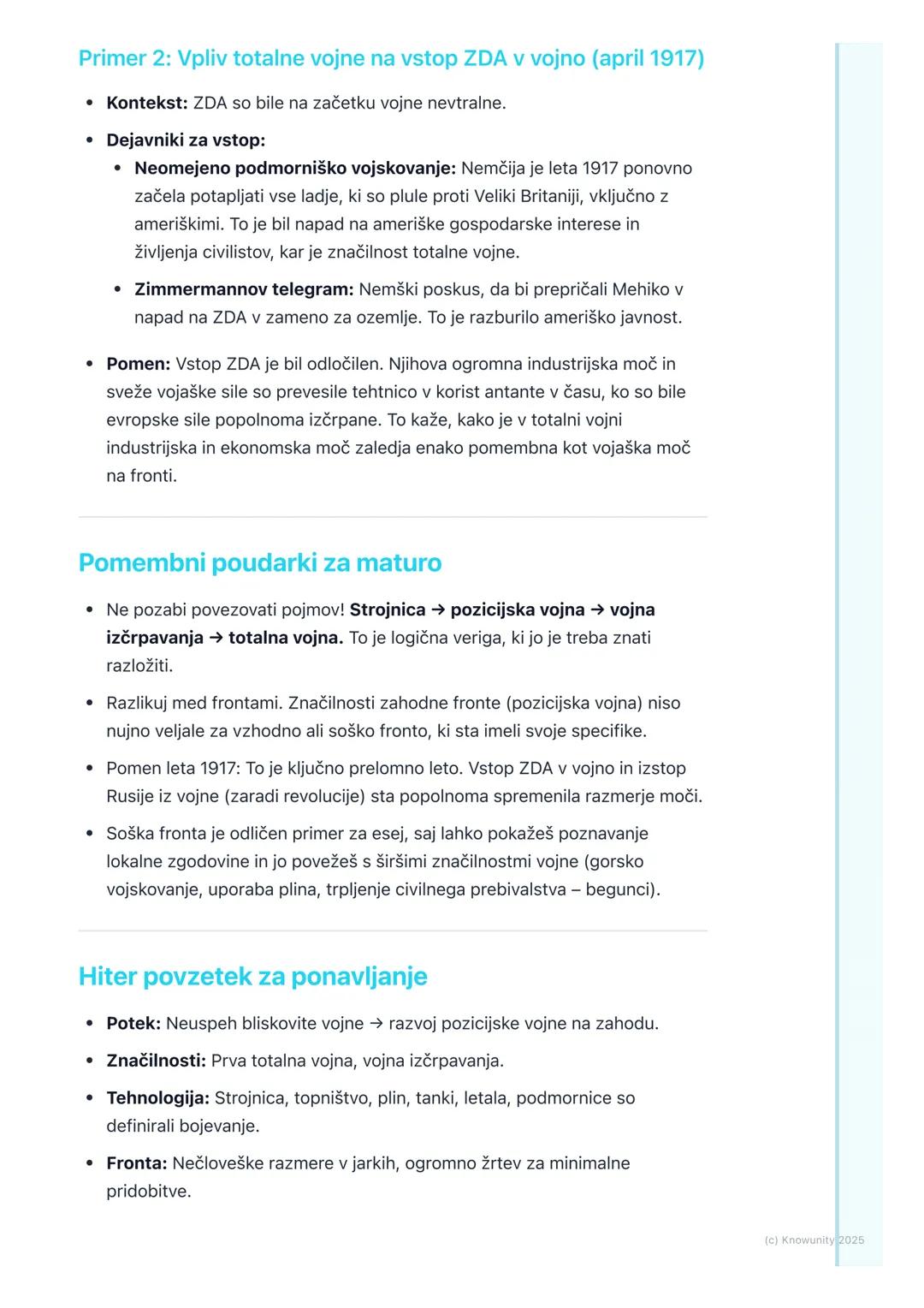 # Potek vojne in značilnosti

## Potek vojne in ključne značilnosti

Prva svetovna vojna je bila prelomnica v zgodovini vojskovanja. Začela 