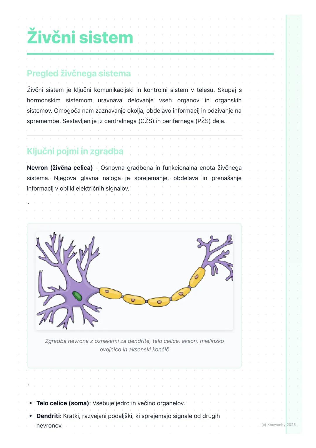 # Živčni sistem

Pregled živčnega sistema

Živčni sistem je ključni komunikacijski in kontrolni sistem v telesu. Skupaj s
hormonskim sistemo