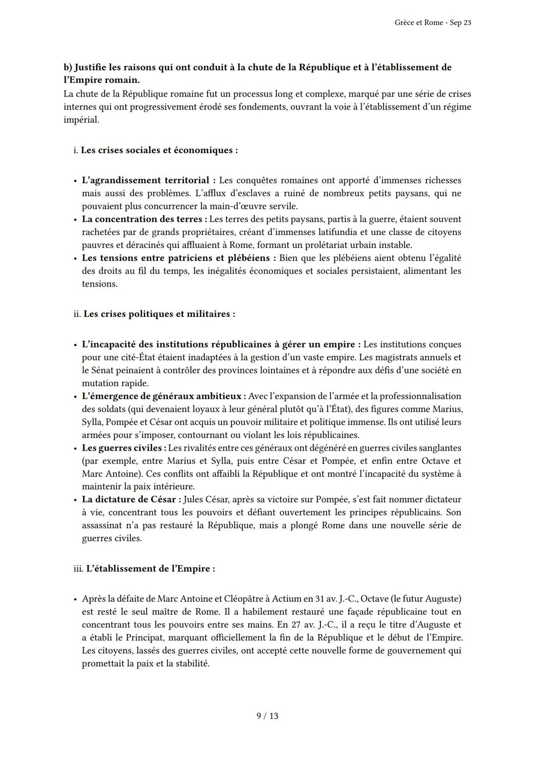 Grèce et Rome

Généré par Knowunity.fr - Sep 23

Description: Cet examen couvre les civilisations grecque et romaine antiques.

Bonne chance