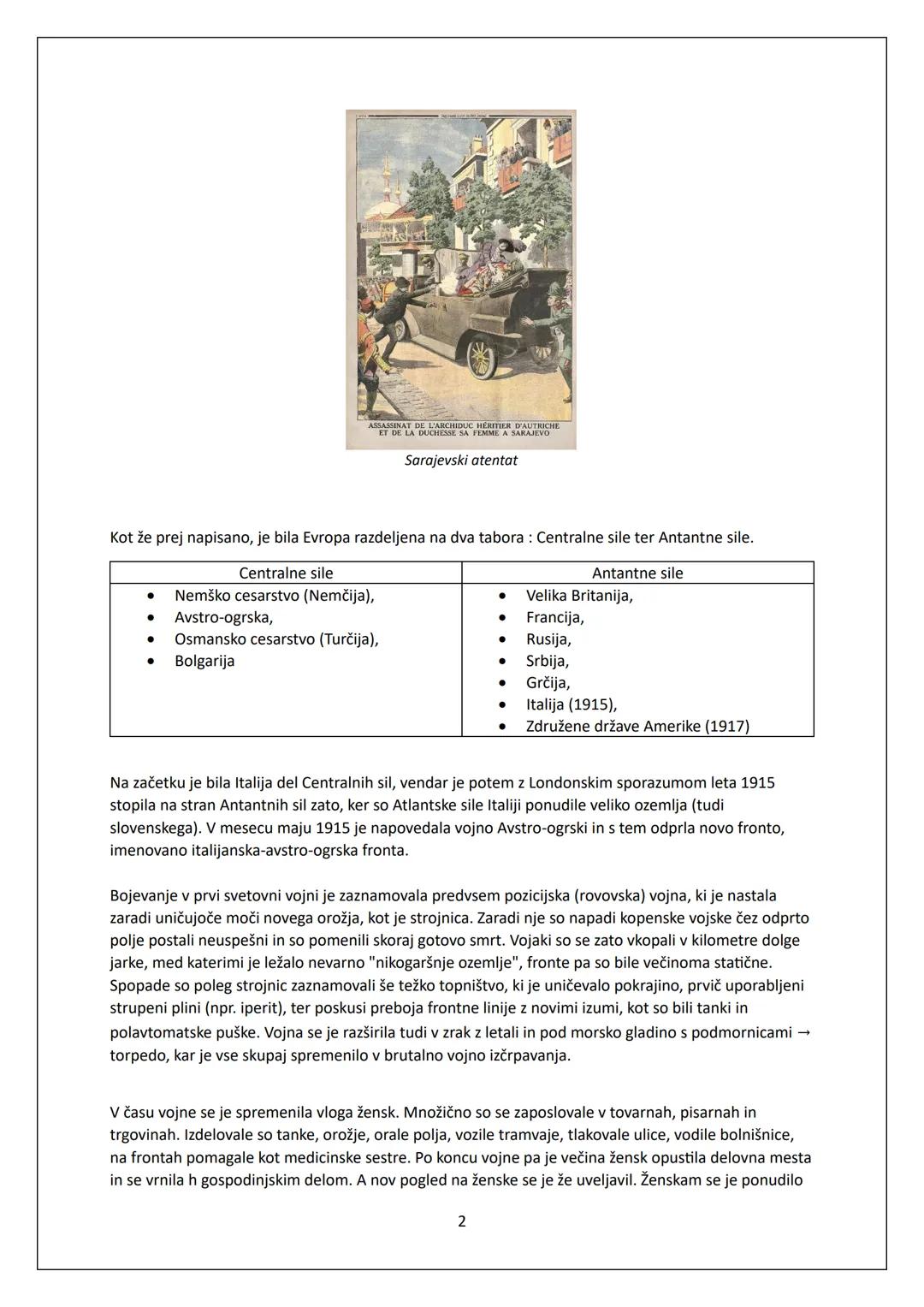 # ZAPISKI ZA 1. USTNO OCENO PRI ZGODOVINI
Prva svetovna vojna, takrat imenovana Velika vojna je bila vojaški konflikt, ki je trajal od 28.