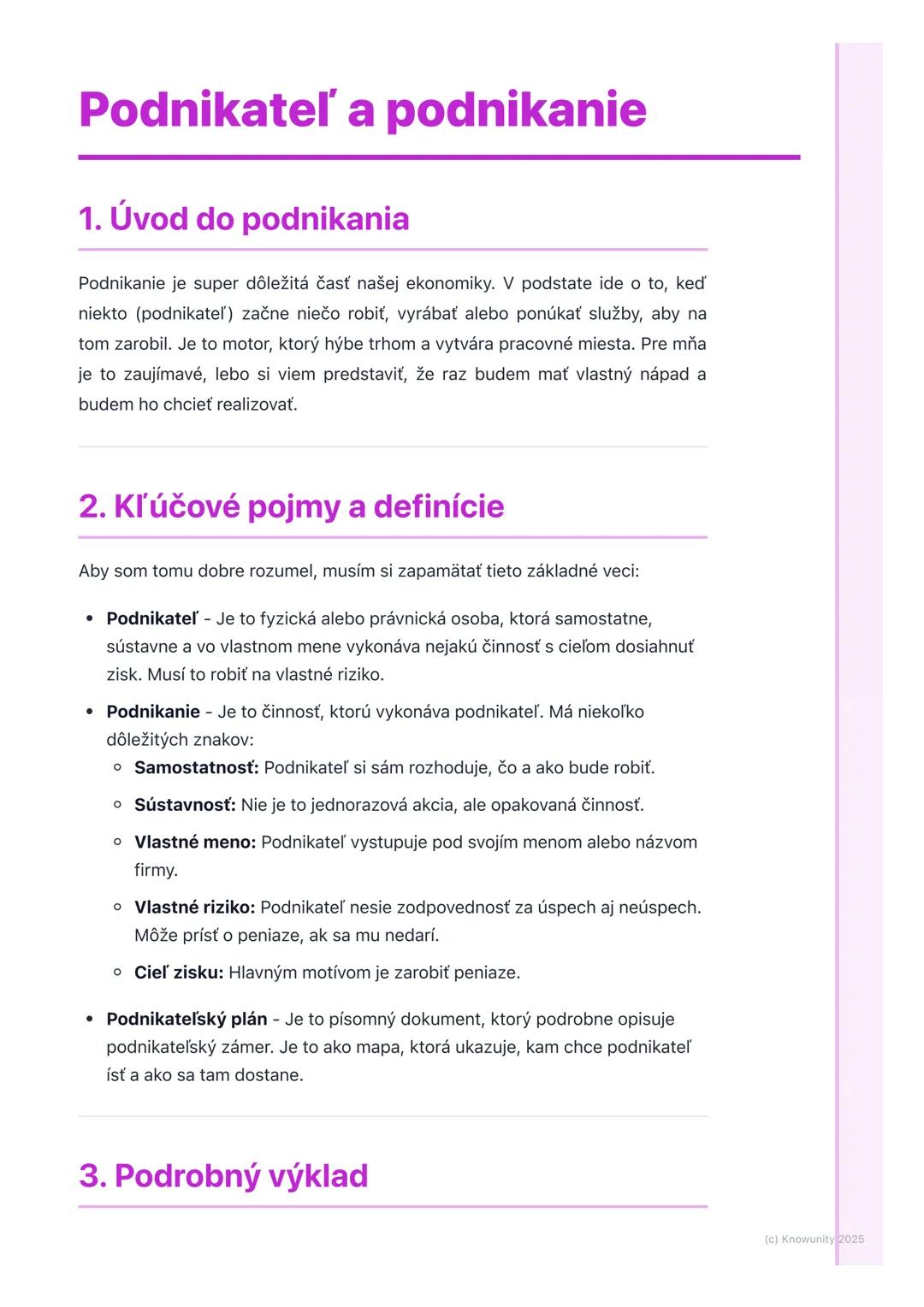 # Podnikateľ a podnikanie
## 1. Úvod do podnikania
Podnikanie je super dôležitá časť našej ekonomiky. V podstate ide o to, keď
niekto (pod