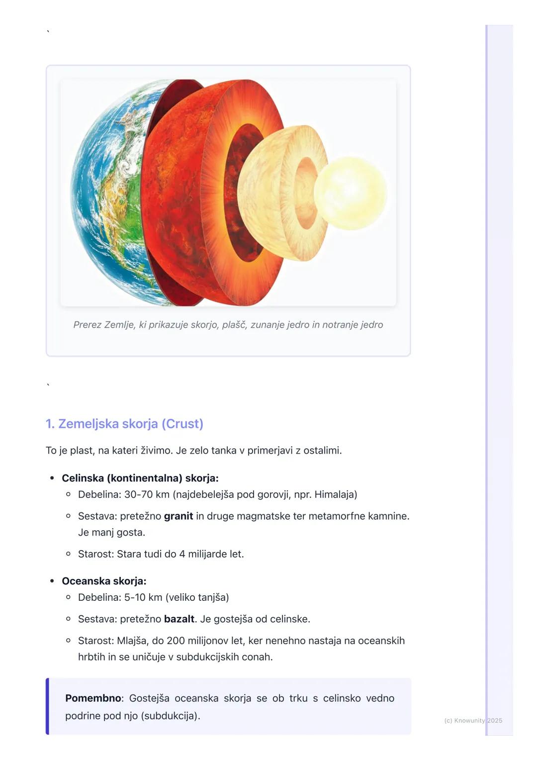 # Zgradba Zemlje
Uvod v zgradbo Zemlje
Zemlja ni enotna krogla, ampak je sestavljena iz več plasti, podobno kot
čebula. Notranjosti Zemlje