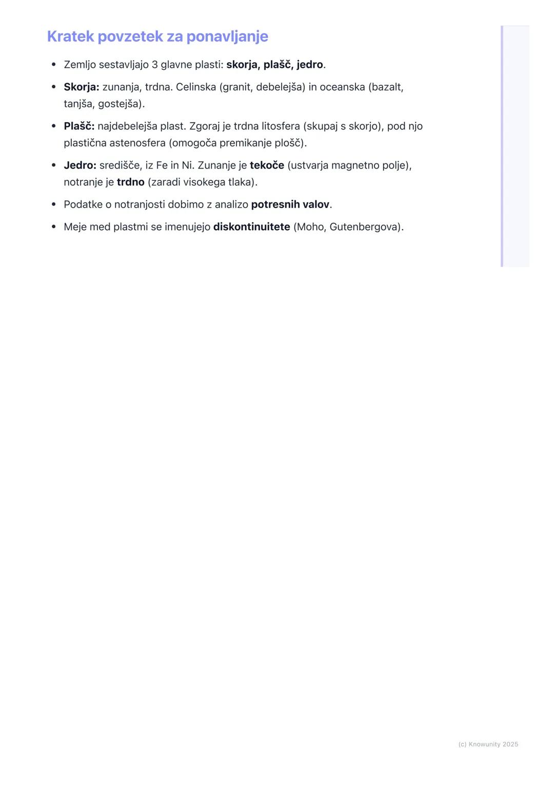 # Zgradba Zemlje
Uvod v zgradbo Zemlje
Zemlja ni enotna krogla, ampak je sestavljena iz več plasti, podobno kot
čebula. Notranjosti Zemlje