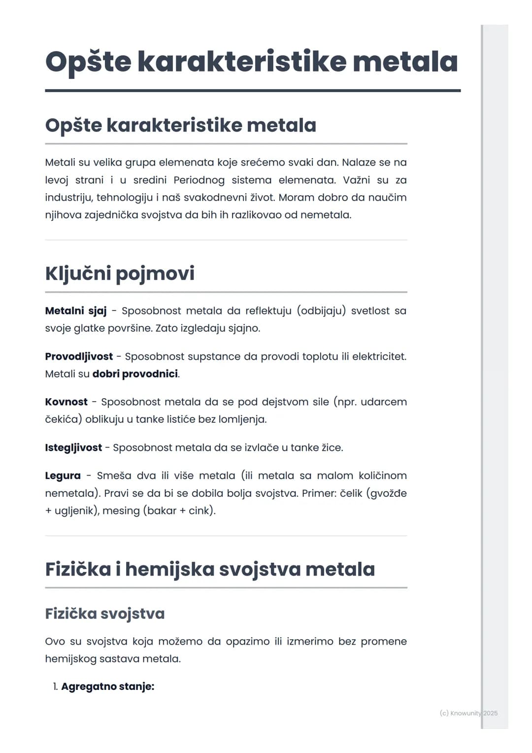# Opšte karakteristike metala
Opšte karakteristike metala
Metali su velika grupa elemenata koje srećemo svaki dan. Nalaze se na
levoj stra