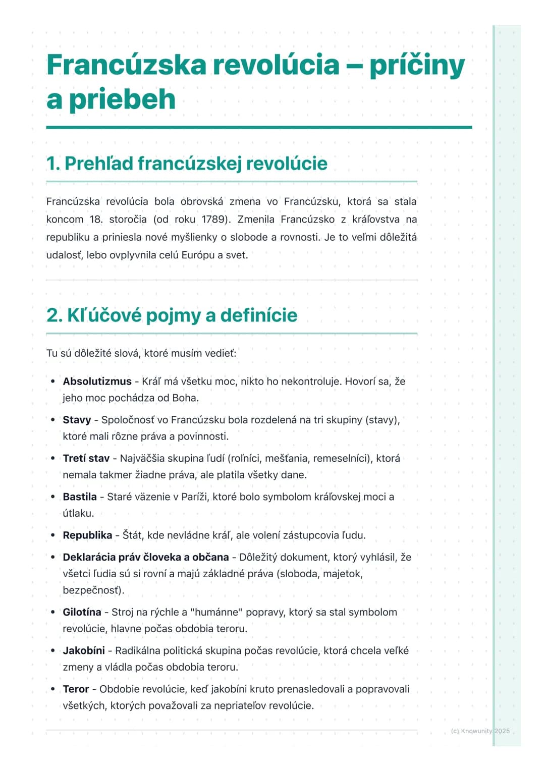 # Francúzska revolúcia – príčiny
a priebeh
1. Prehľad francúzskej revolúcie
Francúzska revolúcia bola obrovská zmena vo Francúzsku, ktorá