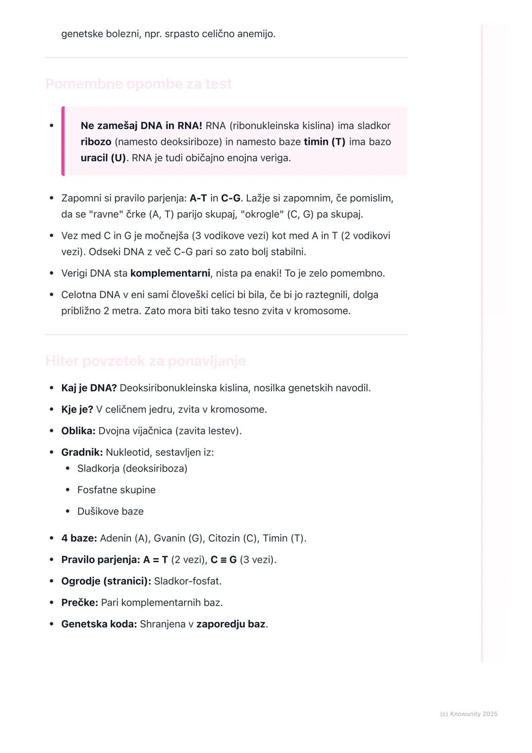 # DNA - nosilka dednih
informacij
Uvod v DNA
DNA je okrajšava za deoksiribonukleinsko kislino. To je zelo dolga molekula,
ki se nahaja v j