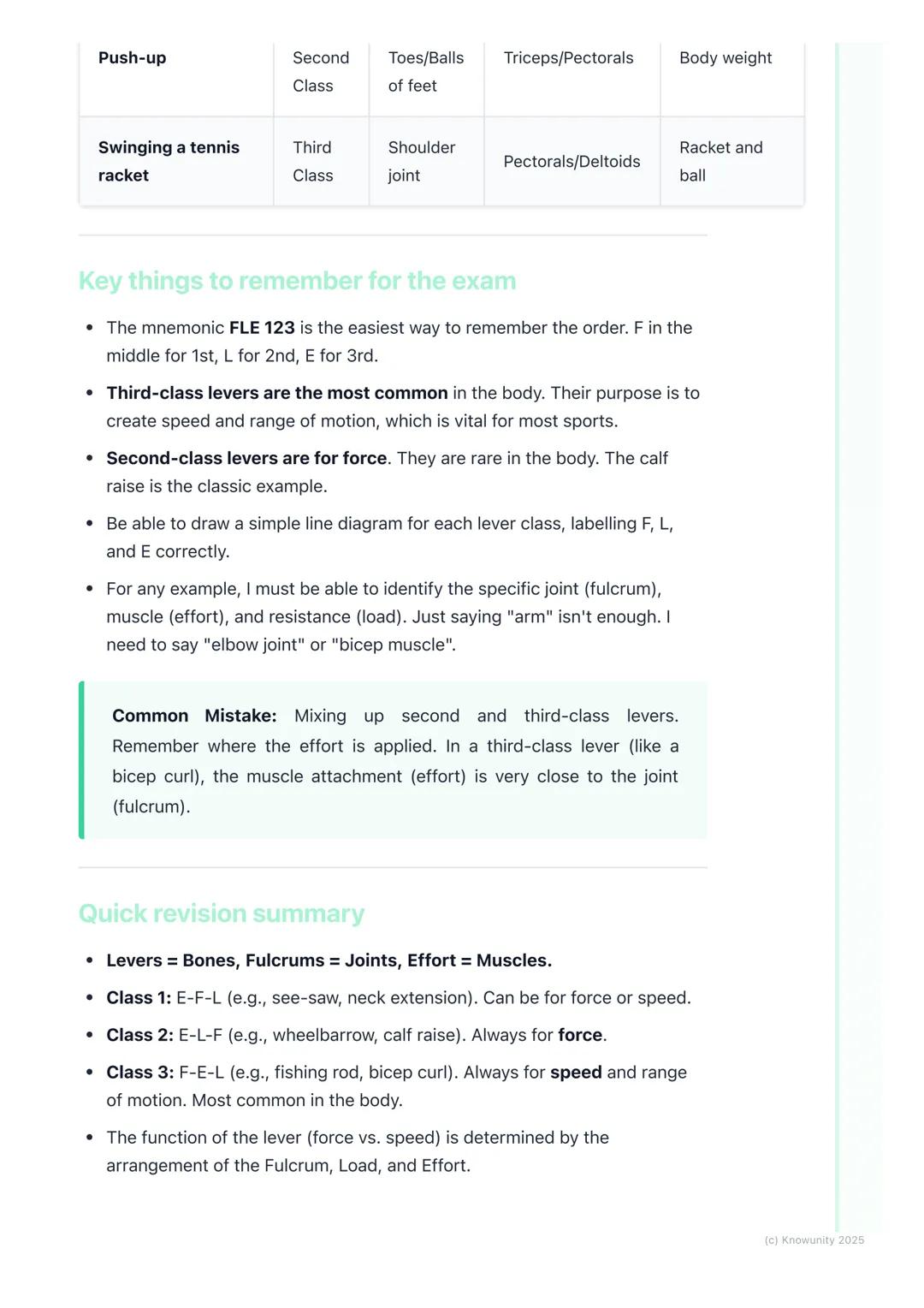 # Levers in the Human Body
What are levers in the body?
A lever is a rigid bar that moves on a fixed point called a fulcrum when a force
(