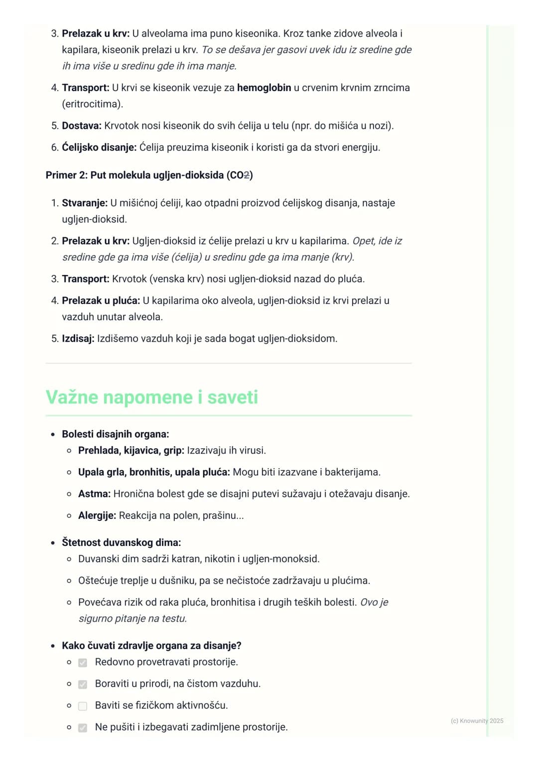 # Sistem organa za disanje
## Uvod u sistem organa za disanje
Sistem organa za disanje nam omogućava da uzimamo kiseonik (02) iz vazduha
i