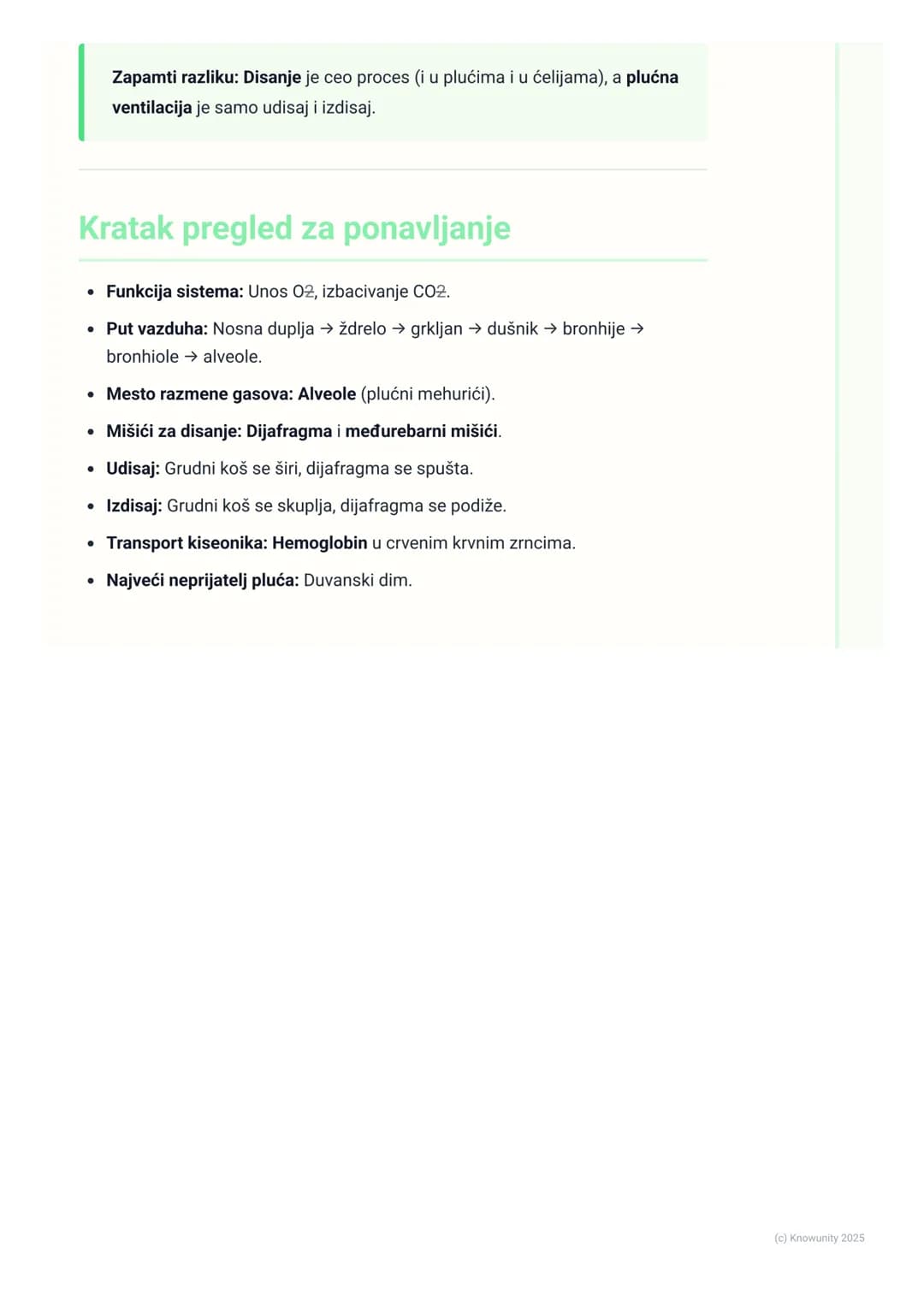 # Sistem organa za disanje
## Uvod u sistem organa za disanje
Sistem organa za disanje nam omogućava da uzimamo kiseonik (02) iz vazduha
i