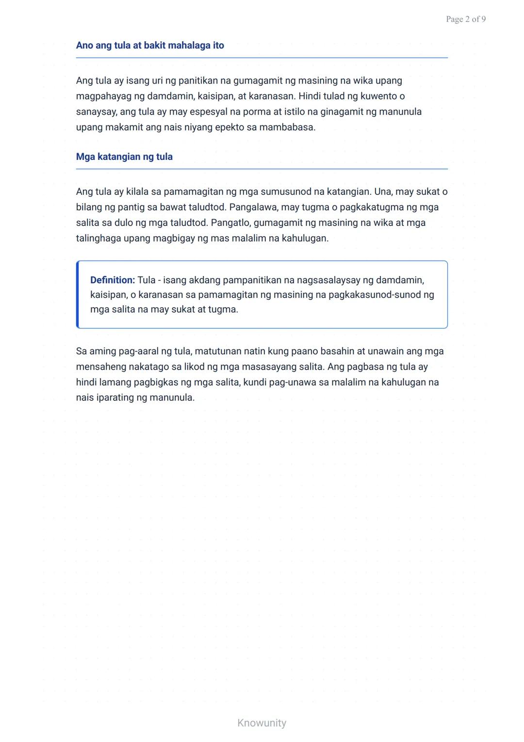 Pag-unawa at Pagsusuri ng Tula: Mga Elemento at Kahulugan
Pag-aaral ng mga elemento ng tula at paraan ng pagsusuri nito
Mga Layuning Pang-ed