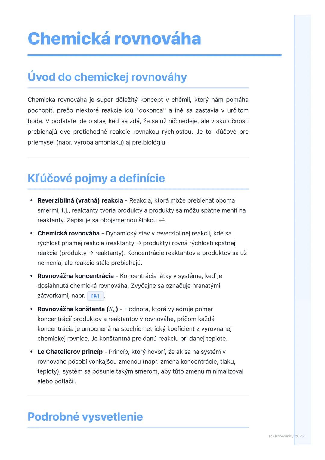 # Chemická rovnováha
Úvod do chemickej rovnováhy
Chemická rovnováha je super dôležitý koncept v chémii, ktorý nám pomáha
pochopiť, prečo n