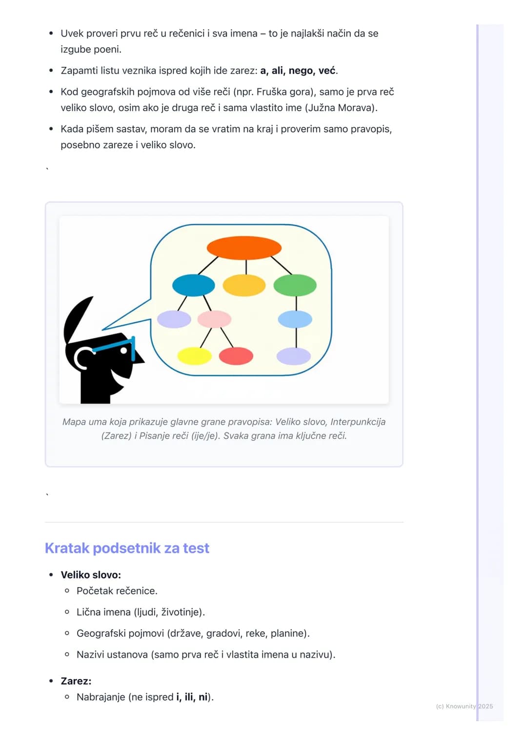 # Pravopis
## Pravopis - podsetnik za kontrolni
Pravopis su pravila o pravilnom pisanju. Moram ovo dobro da naučim za
kontrolni, ali i za