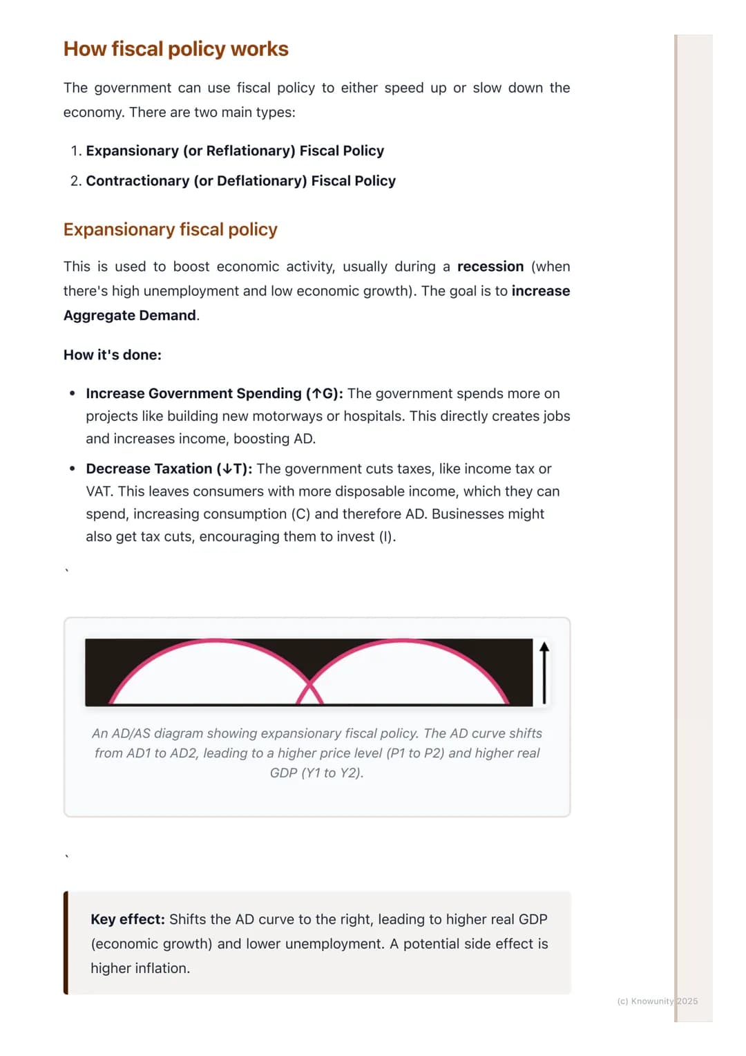 # Fiscal Policy
What is fiscal policy?
Fiscal policy is the use of government spending (G) and taxation (T) to
influence the economy. It's