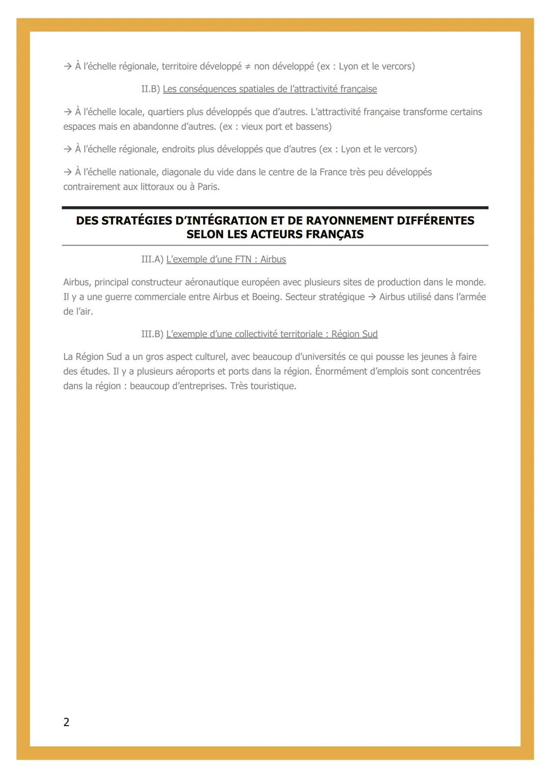 # 3 - LA FRANCE: UN
RAYONNEMENT DIFFÉRENCIÉ
ET UNE INÉGALE ATTRACTIVITÉ
DANS LA MONDIALISATION
INTRODUCTION
Rayonnement => influence exerc