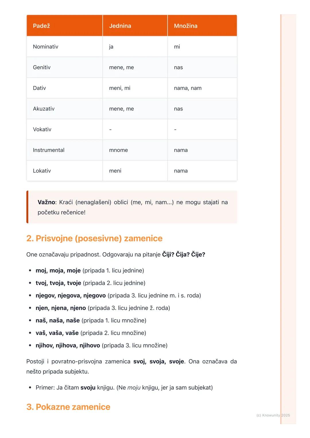 # Zamenice
## Šta su zamenice
Zamenice su promenljive vrste reči. Zovu se tako jer one zamenjuju druge
reči, najčešće imenice, ali i pride