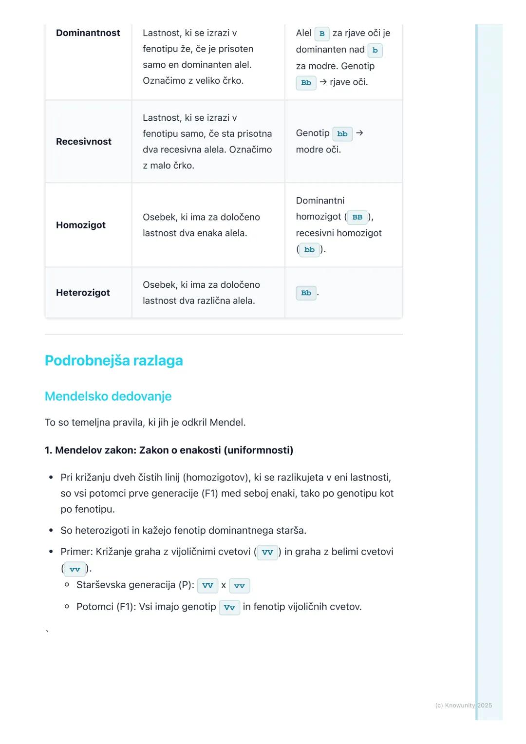 # Mendelsko in ne-Mendelsko
dedovanje
Uvod v dedovanje
Dedovanje je proces, pri katerem se lastnosti prenašajo s staršev na potomce.
Osnov