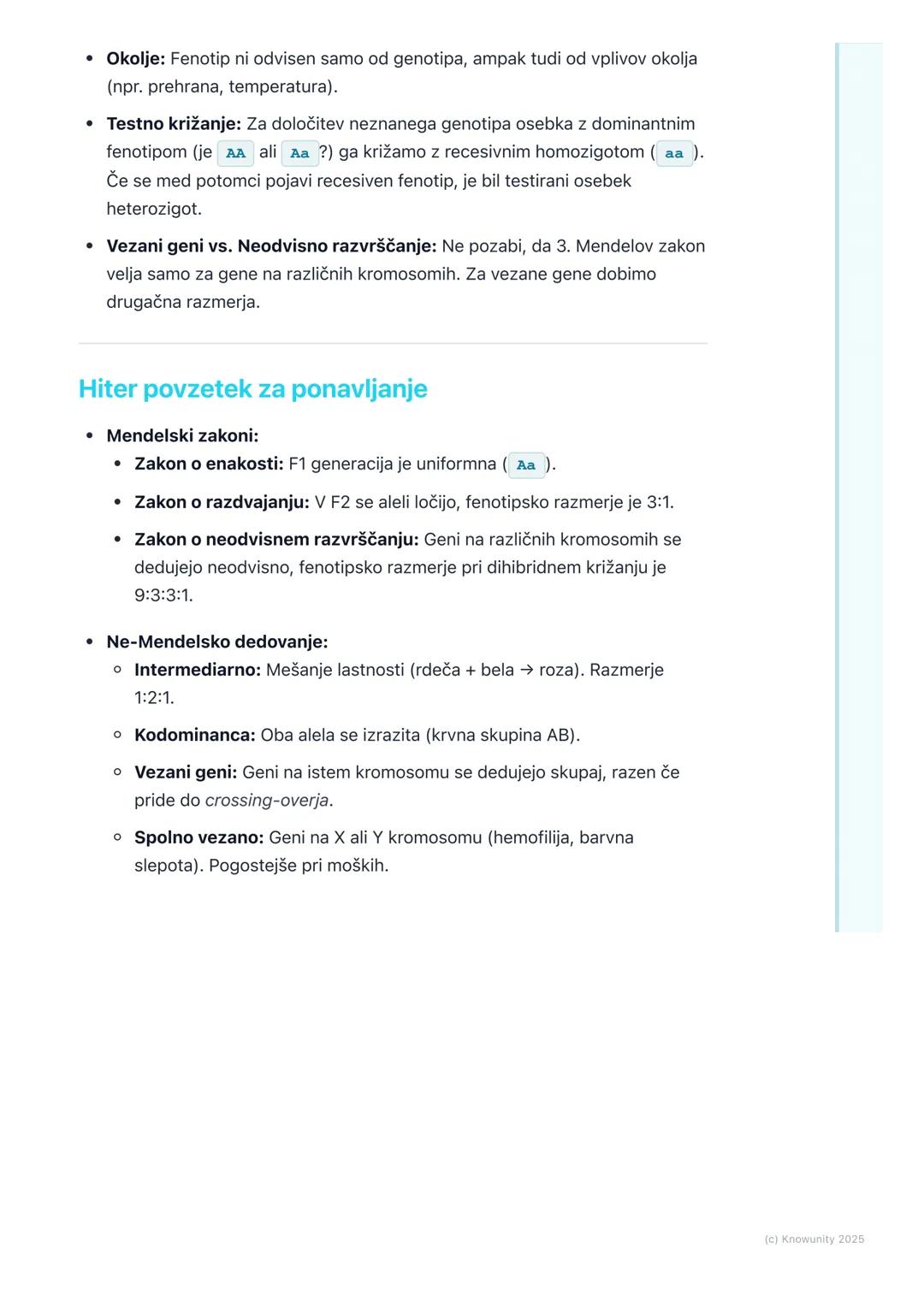 # Mendelsko in ne-Mendelsko
dedovanje
Uvod v dedovanje
Dedovanje je proces, pri katerem se lastnosti prenašajo s staršev na potomce.
Osnov