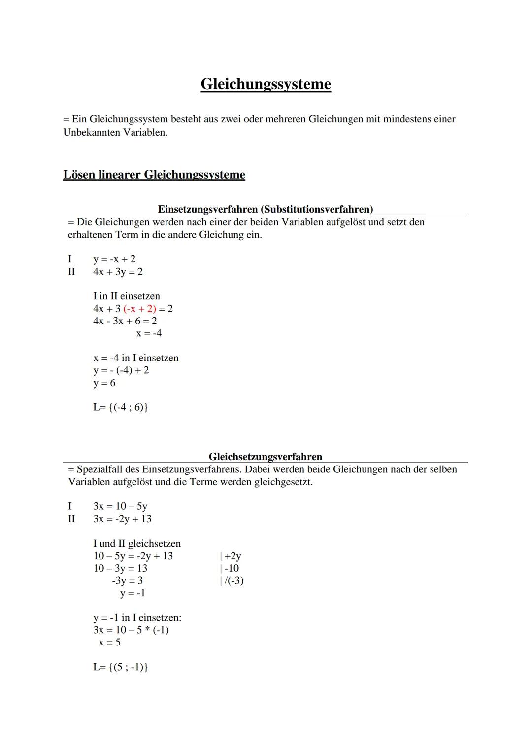 # Gleichungssysteme
= Ein Gleichungssystem besteht aus zwei oder mehreren Gleichungen mit mindestens einer
Unbekannten Variablen.
## Lösen