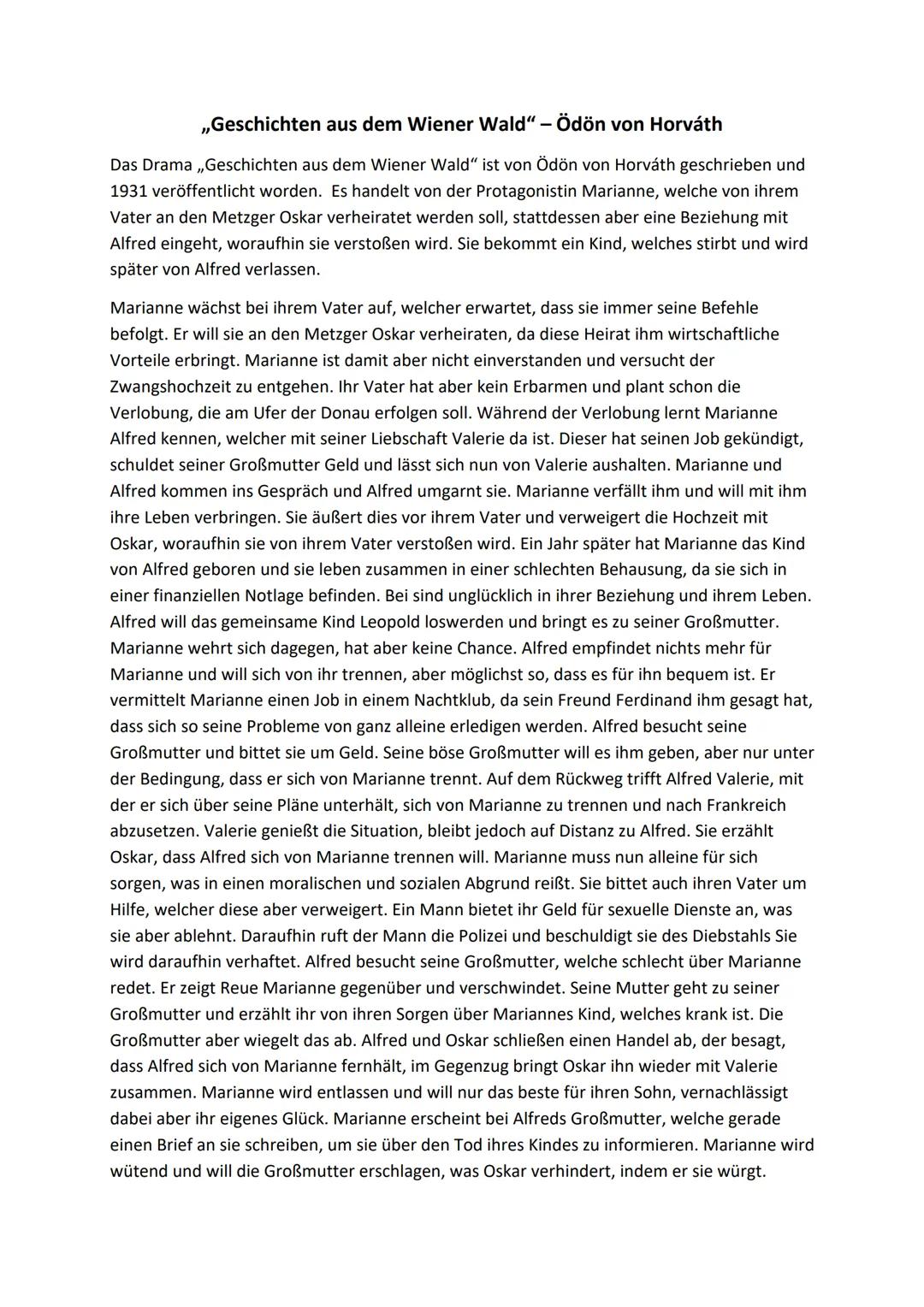 # „Geschichten aus dem Wiener Wald" - Ödön von Horváth
Das Drama „Geschichten aus dem Wiener Wald" ist von Ödön von Horváth geschrieben und