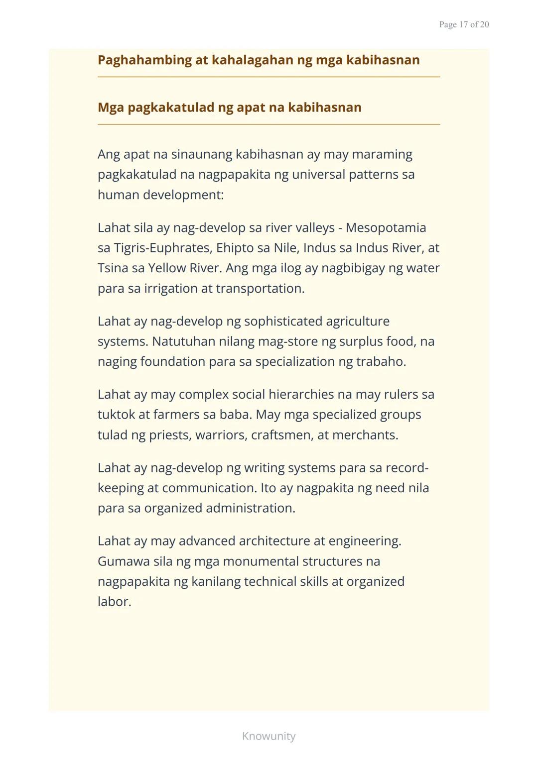 # Sinauang Kabihasnan ng Daigdig: Mesopotamia, Ehipto, Indus, at Tsina
Pag-aaral ng apat na mahahalagang sinaunang kabihasnan sa mundo
##