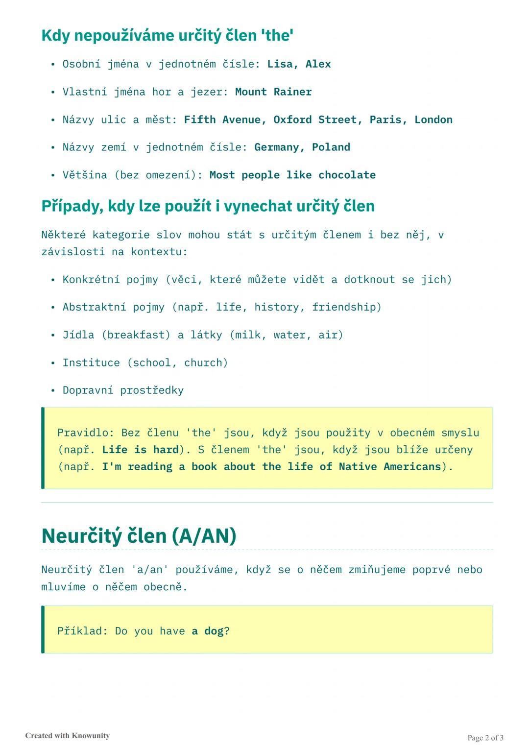 # Určitý a neurčitý člen v angličtině
Přehled pravidel pro používání určitého členu 'the' a neurčitého členu
'a/an' v anglickém jazyce.
##