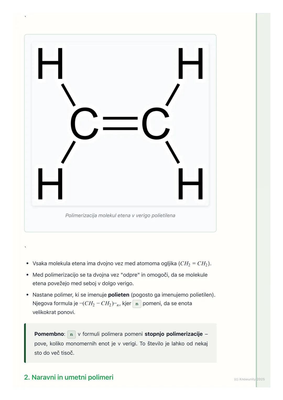 # Polimeri in plastika
Uvod v polimere in plastiko
Polimeri so ogromne molekule, ki jih srečujemo povsod okoli nas, od oblačil, ki
jih nos