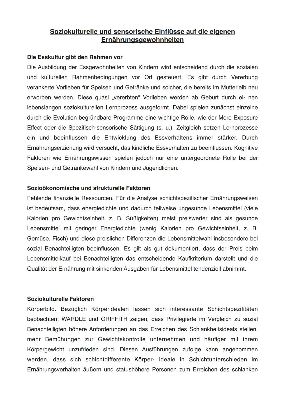 # Soziokulturelle und sensorische Einflüsse auf die eigenen
Ernährungsgewohnheiten
Die Esskultur gibt den Rahmen vor
Die Ausbildung der Es