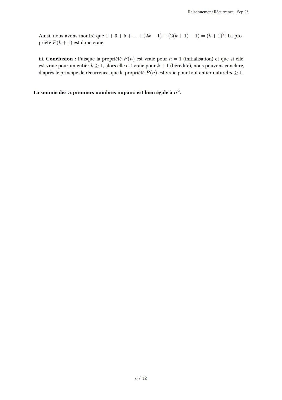 # Raisonnement Récurrence
Généré par Knowunity.fr - Sep 23
Description: Cet examen couvre le principe de récurrence, l'initialisation et l