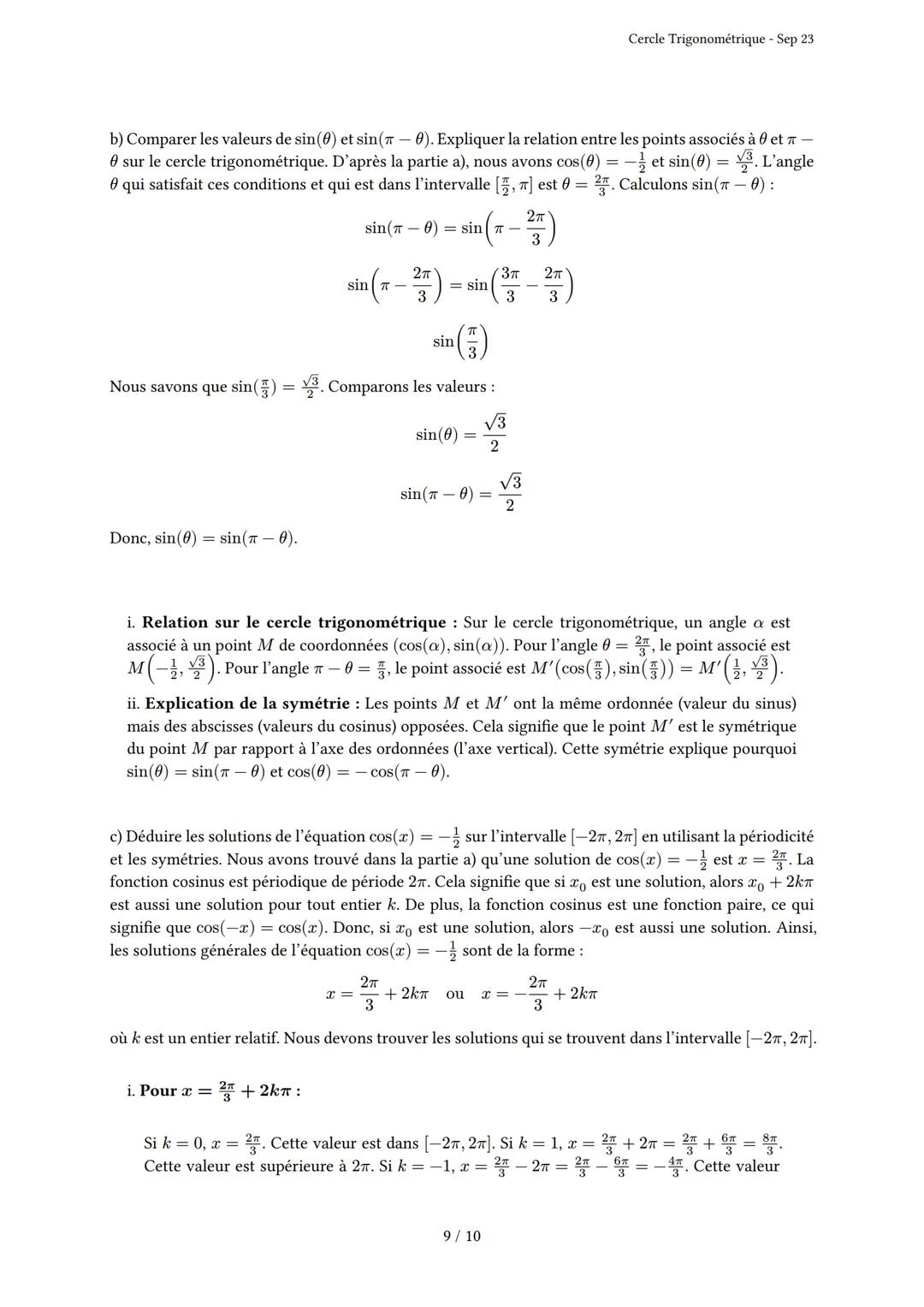 # Cercle Trigonométrique
Généré par Knowunity.fr - Sep 23
Description: Cet examen couvre le cercle trigonométrique, les radians, les angle